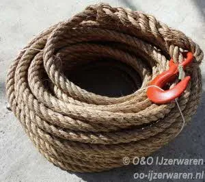 Hijstouw 20 mm 40 meter lang compleet met haak