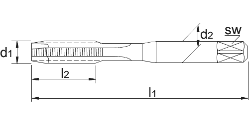 Phantom 24.125 HSS machinetap, tbv doorlopende gaten, UNC Nr.10 t/m UNC 1.1/2